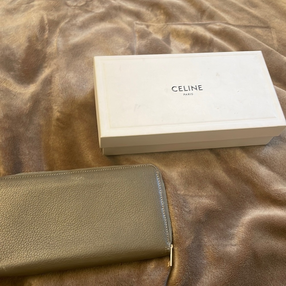 Celine butter soft zippy wallet made in Italy yellow inside pebbled leather